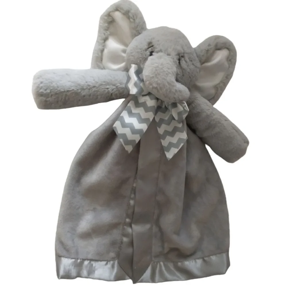 Bearington Baby Elephant Lovey Lil Spout Snuggler Gray Security Blanket Satin.‎